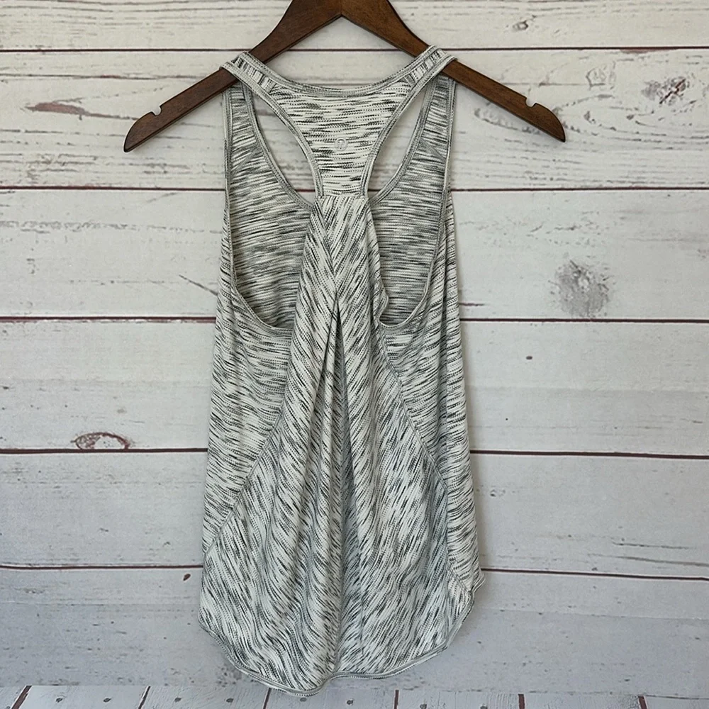 LULULEMON Salute The Sun Singlet II Tiger Space Dye Black White Size 4